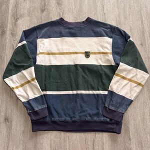 Vintage Structure Sweatshirt Mens Large Striped Colorblock Crewneck Made USA